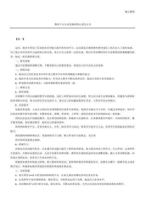 教师个人专业发展研修计划怎么写