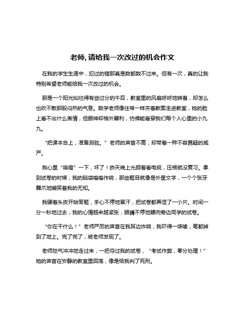 老师,请给我一次改过的机会作文