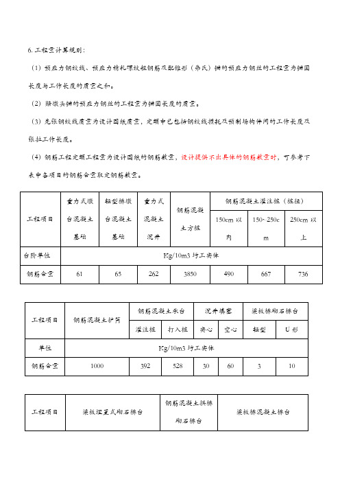 公路工程概算定额-钢筋工程量计算规则