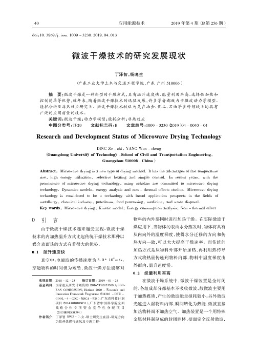 微波干燥技术的研究发展现状