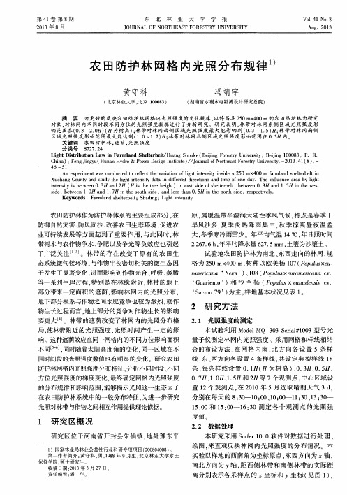 农田防护林网格内光照分布规律