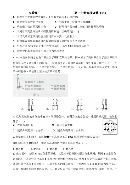 实验高中高三生物专项训练(24.25)