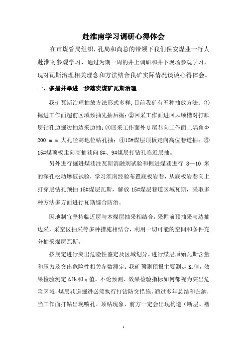 赴淮南学习调研心得文档