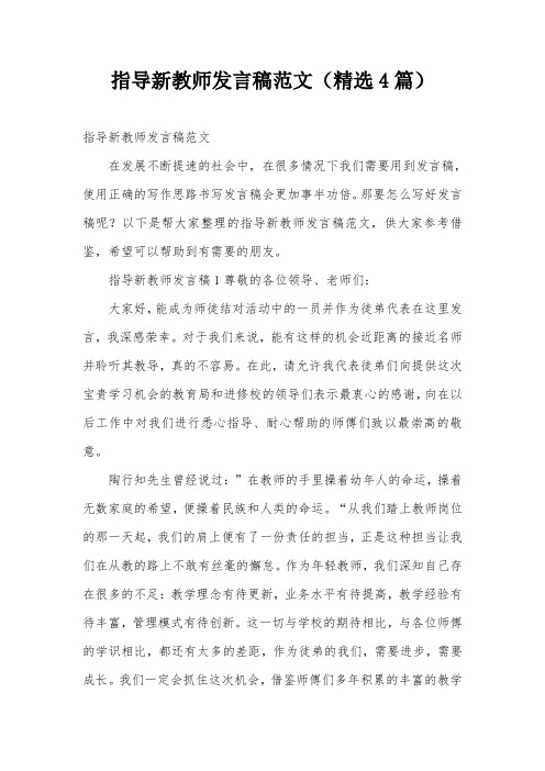 指导新教师发言稿范文(精选4篇)