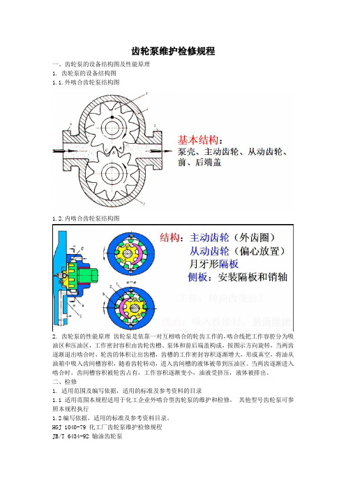 齿轮泵检修维护规程(完整)