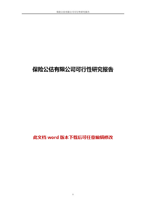 保险公估有限公司商业计划书