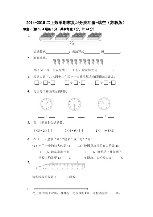 2014-2015二上数学期末复习分类汇编-填空苏教版