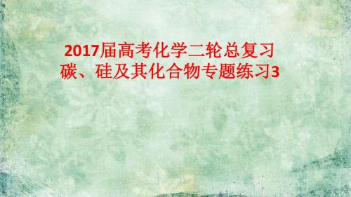 高考化学二轮总复习碳、硅及其化合物专题练习3 (共41张PPT)