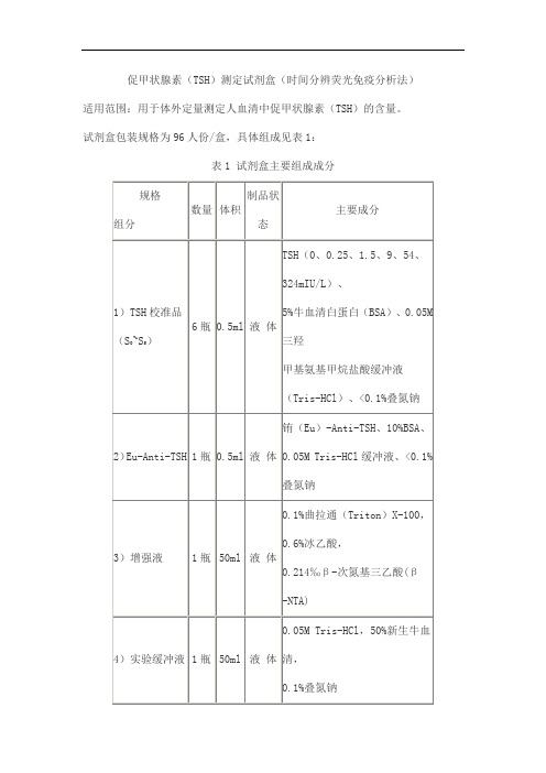 促甲状腺素(TSH)测定试剂盒(时间分辨荧光免疫分析法)产品技术要求beifang