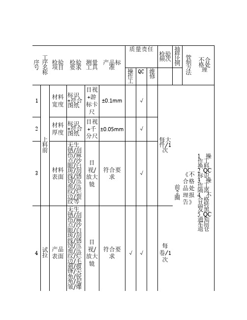 过程控制计划(PCP)