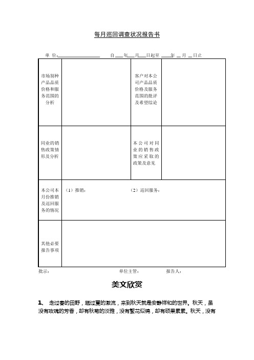 每月巡回调查状况报告书