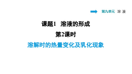 九年级化学下册第9单元溶液课题1溶液的形成第2课时溶解时的热量变化及乳化现象习题课件新版新人教版