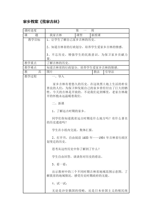 家乡教案《我家吉林》