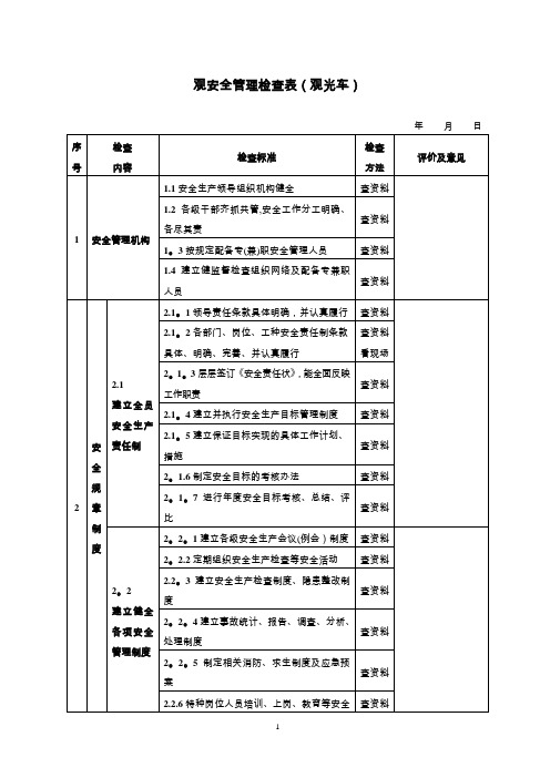 观光车安全检查表(检查表)