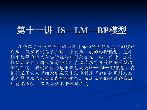 第十一讲  IS—LM—BP模型