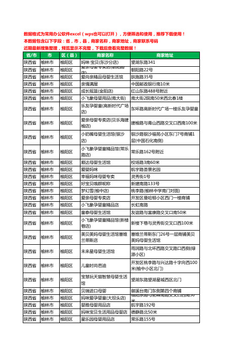 2020新版陕西省榆林市榆阳区育婴工商企业公司商家名录名单黄页联系电话号码地址大全197家