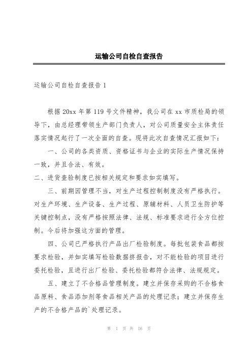 运输公司自检自查报告