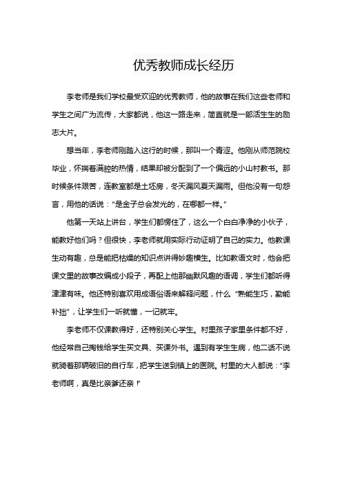 优秀教师成长经历