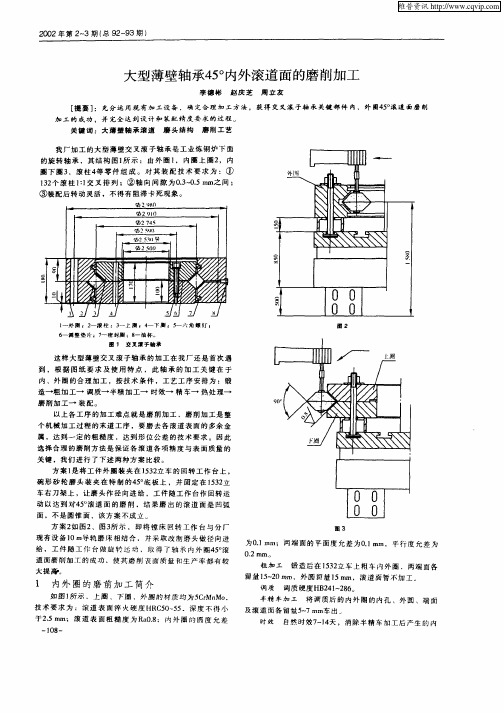 大型薄壁轴承45°内外滚道面的磨削加工