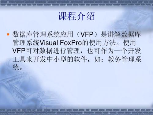 vfp第1章数据库系统基础知识