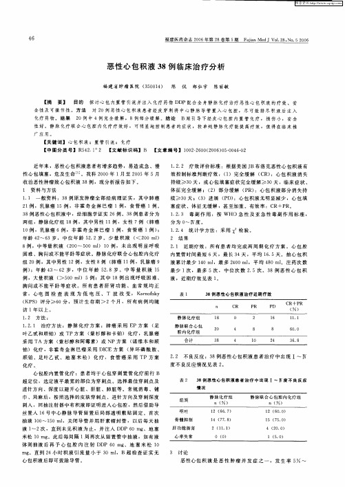 恶性心包积液38例临床治疗分析