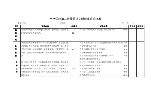 齐齐哈尔医学院第二附属医院文明科室评分标准【模板】