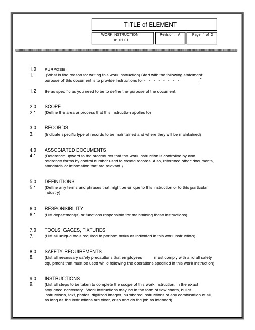 workinstructiontemplate作业指导书模板英文版