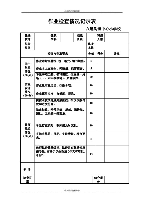 最新作业检查情况记录表