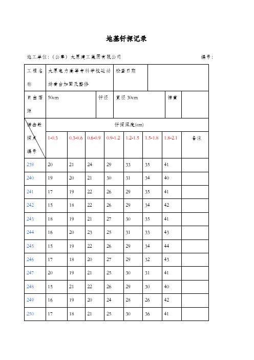 地基钎探记录