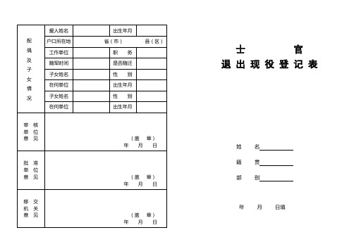 士官退役登记表