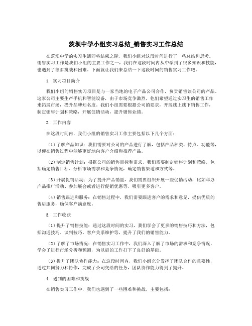 茨坝中学小组实习总结_销售实习工作总结