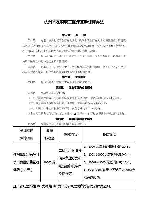 杭州在职职工医疗互助保障办法