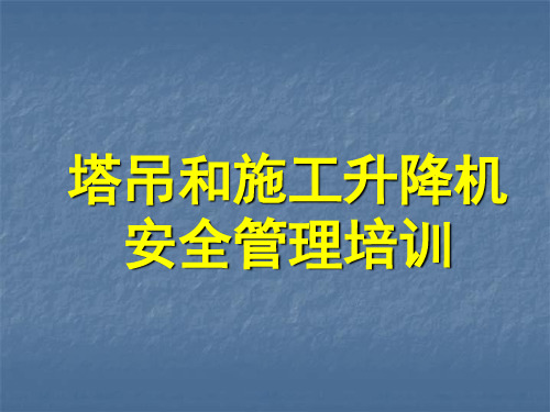 塔吊施工升降机安全管理培训ppt课件