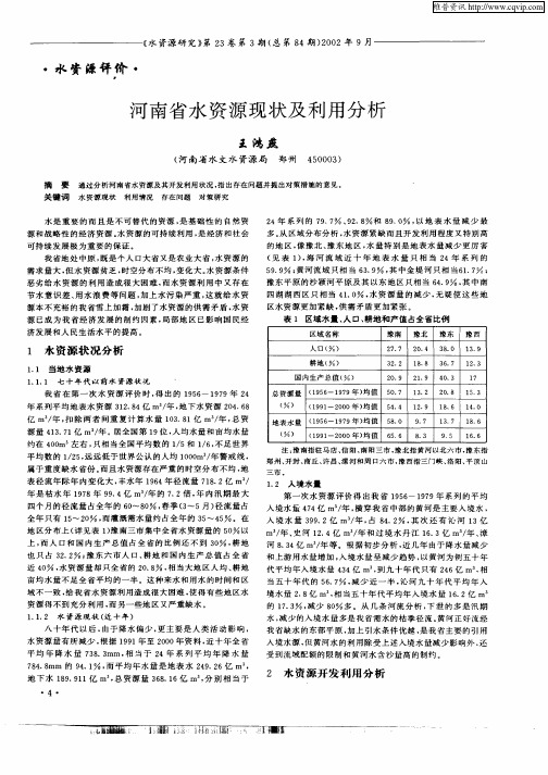 河南省水文资源现状及利用分析