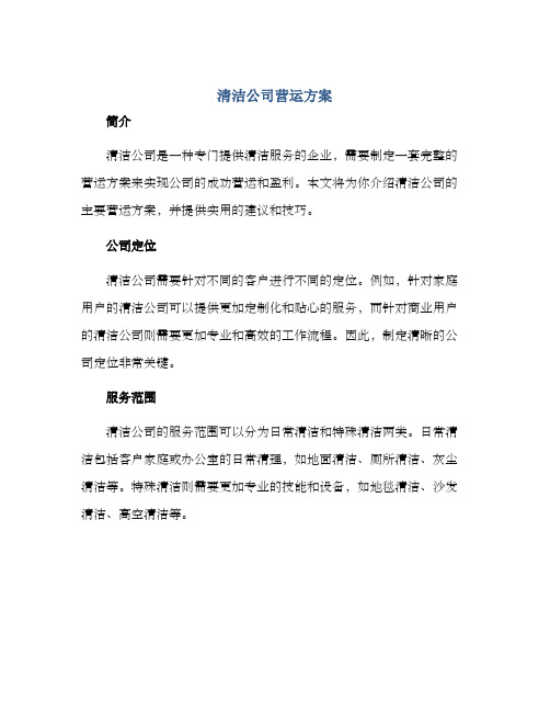 清洁公司营运方案