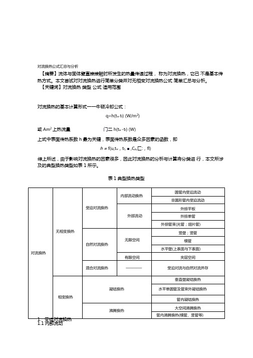 对流换热公式汇总与分析精品