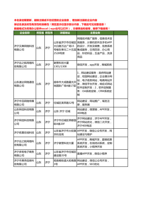 新版山东省济宁开发APP工商企业公司商家名录名单联系方式大全10家