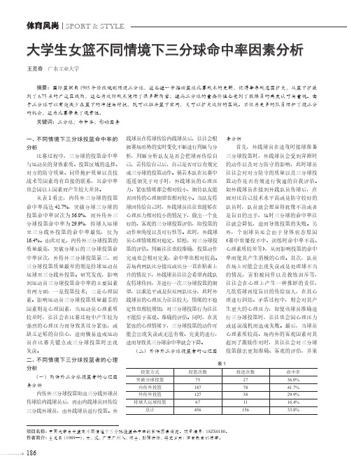 大学生女篮不同情境下三分球命中率因素分析