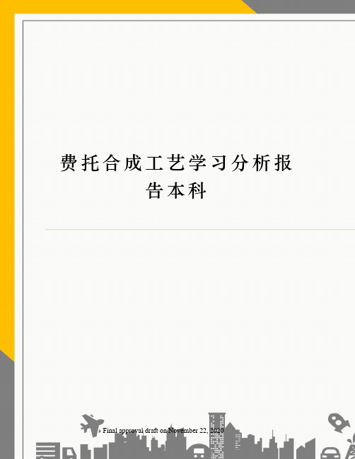 费托合成工艺学习分析报告本科