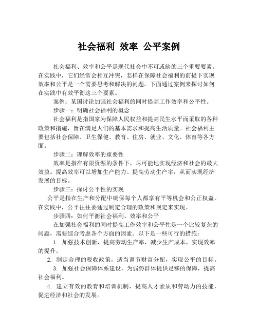 社会福利 效率 公平案例