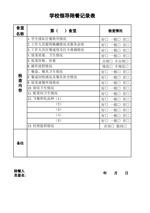 校领导陪餐记录表(最新)