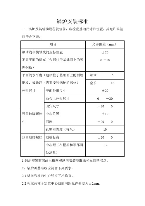 锅炉安装标准