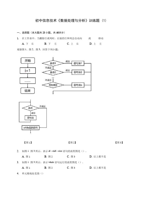 初中信息技术《数据处理与分析》训练题 (1)(含答案解析)