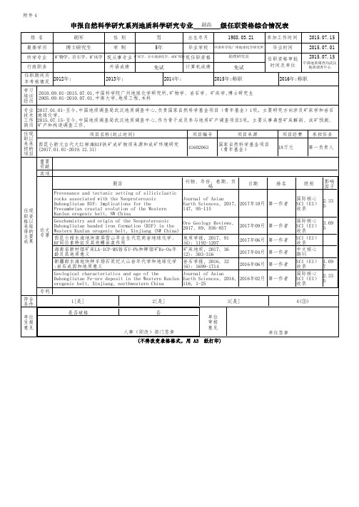 申报自然科学研究系列地质科学研究专业级任职资格 ... - 中国地质科学院