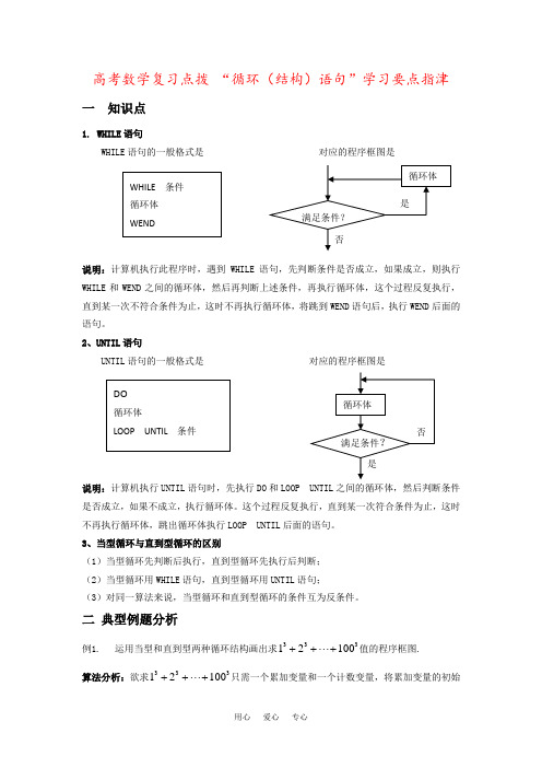 高考数学复习点拨 “循环(结构)语句”学习要点指津