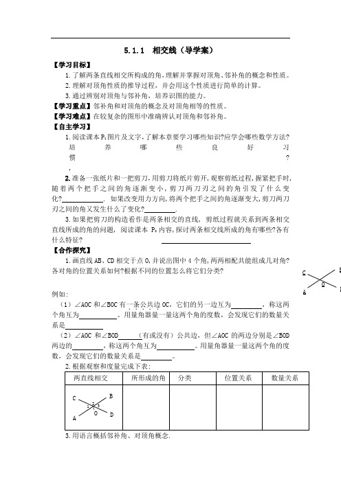 5.1相交线(导学案)