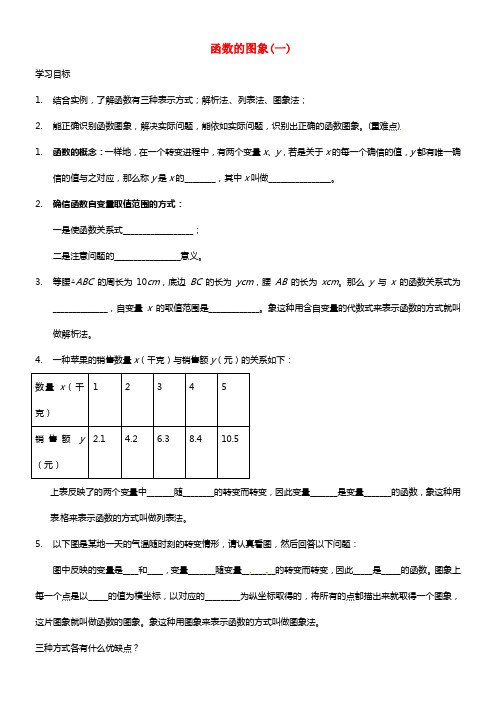 八年级数学上册《14.1.3 函数的图象》学案（一） 