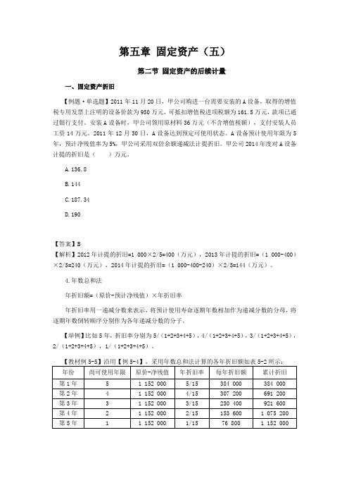 CPA《会计》学习笔记 第五章 固定资产