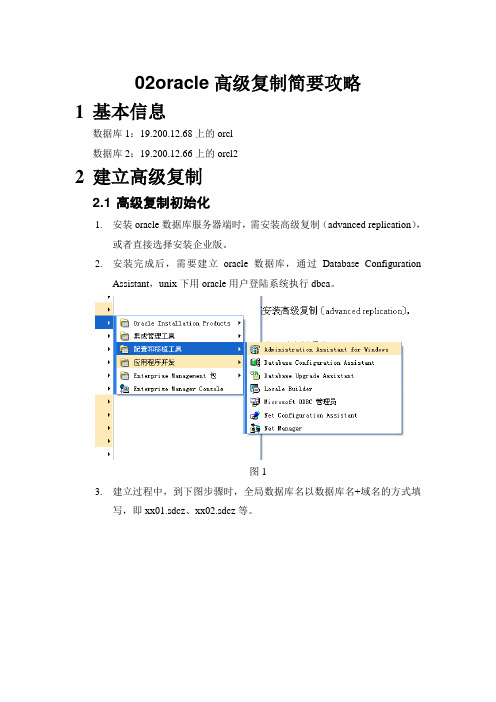 oracle高级复制简要攻略