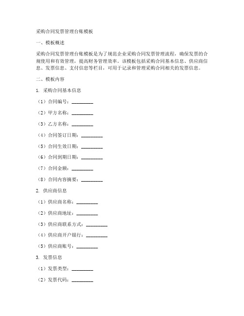 采购合同发票管理台账模板